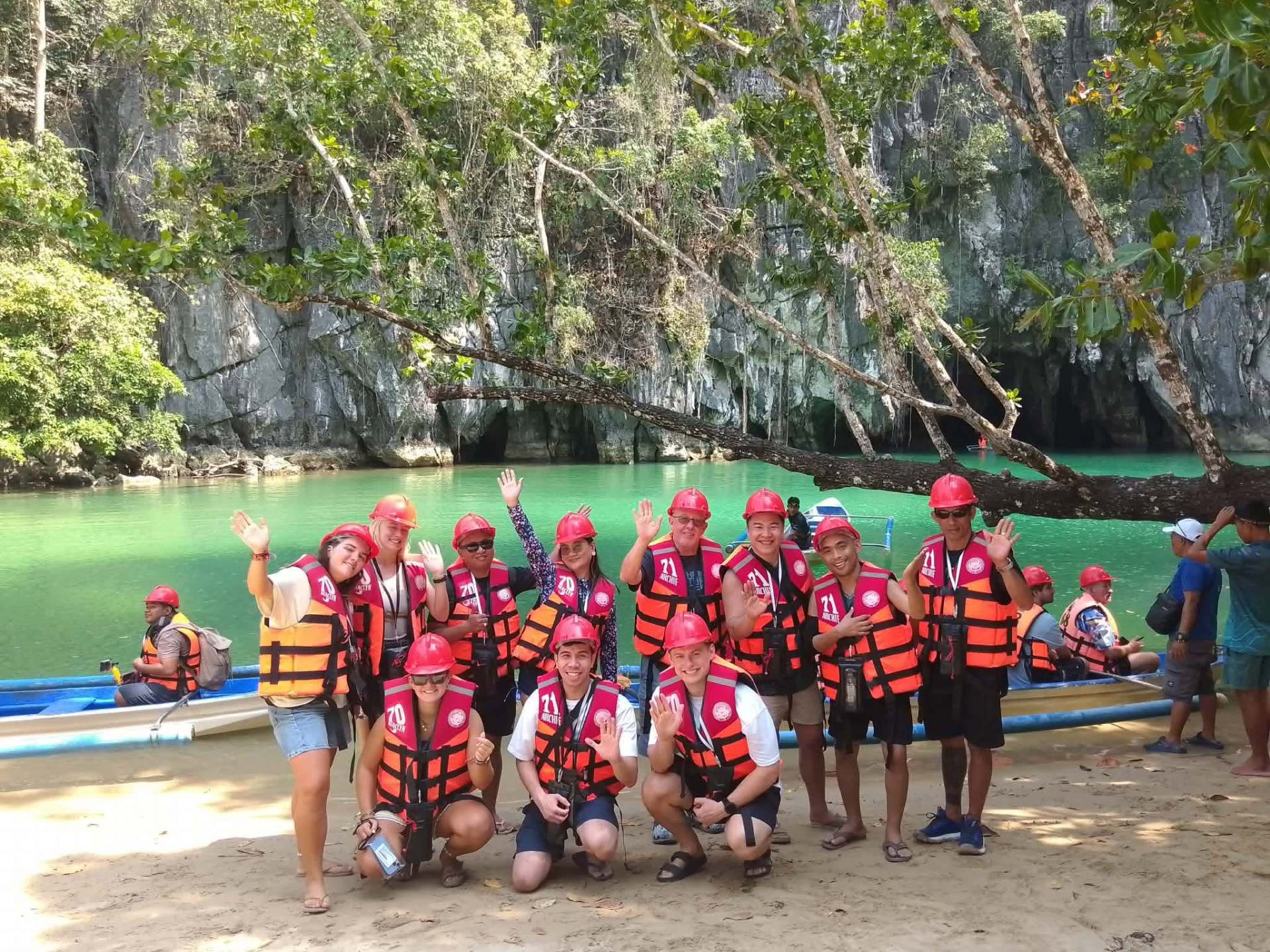 Group at the Underground River lagoon