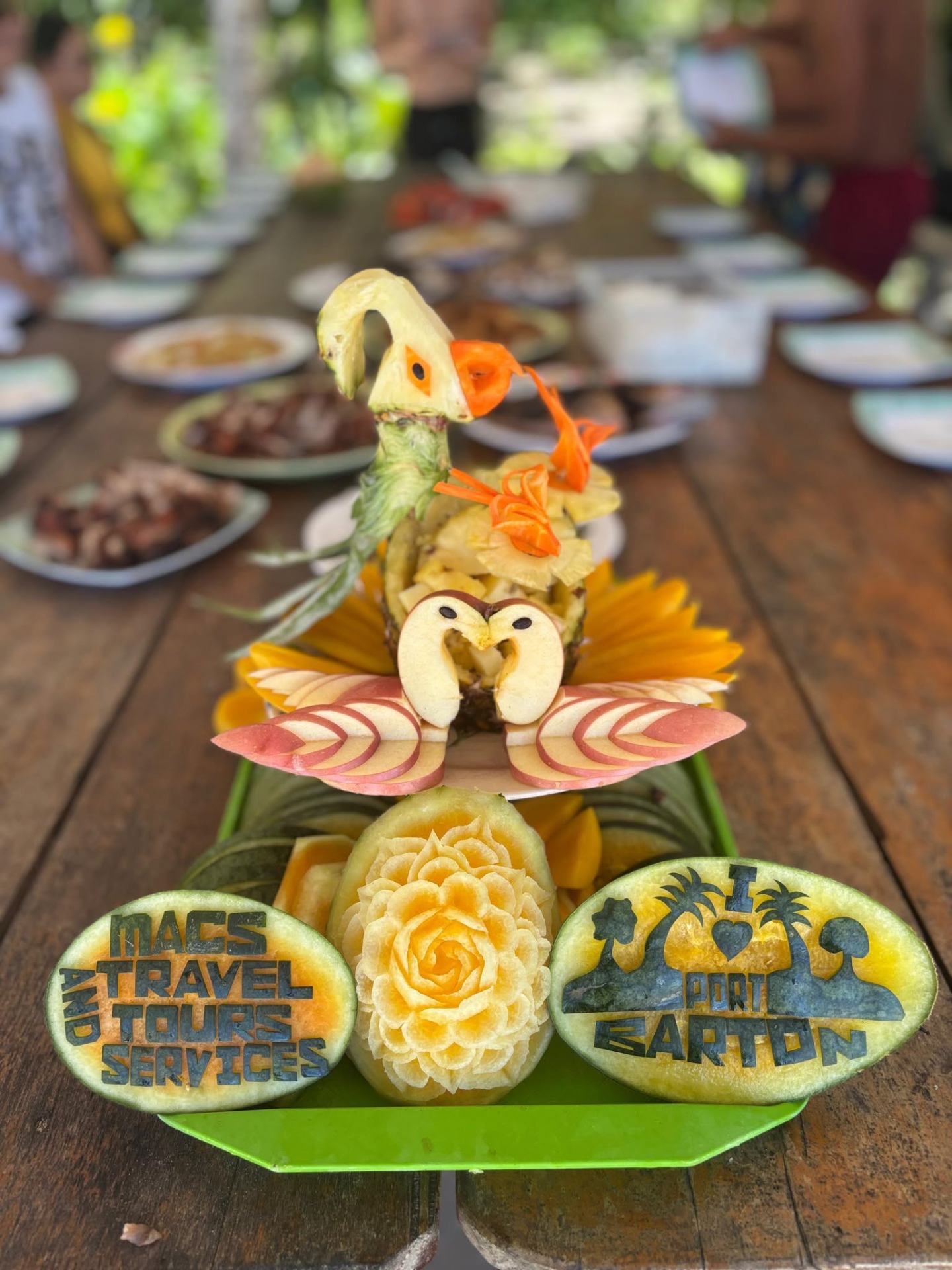 Macs Travel & Tours signature fruit centerpiece