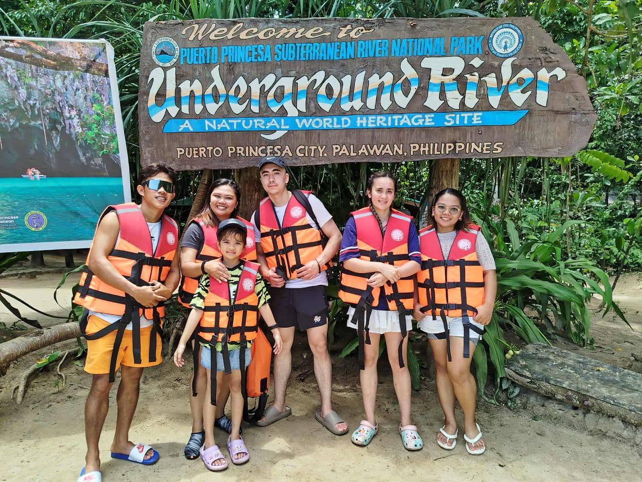 Family at the Underground River entrance